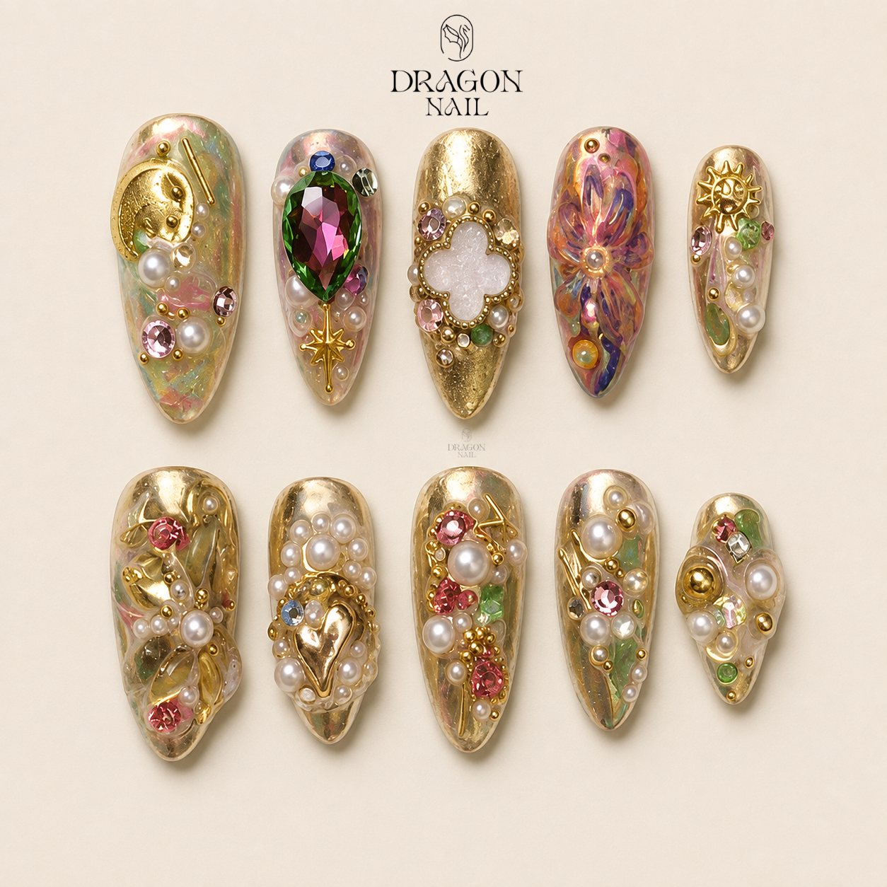 Royal Baroque Gold Ornamental Luxury Press On Nails