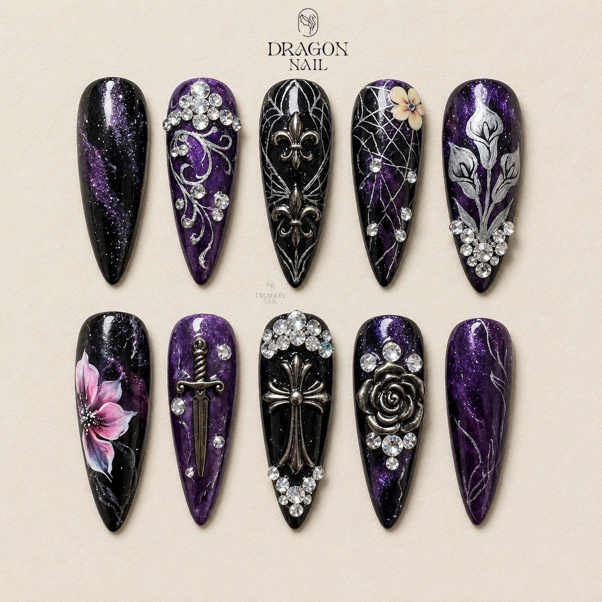 Royal Purple Elegance Press On Nails