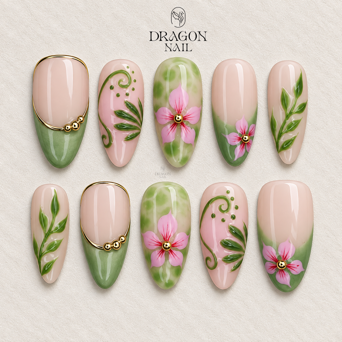 Sage Green Garden Press On Nails