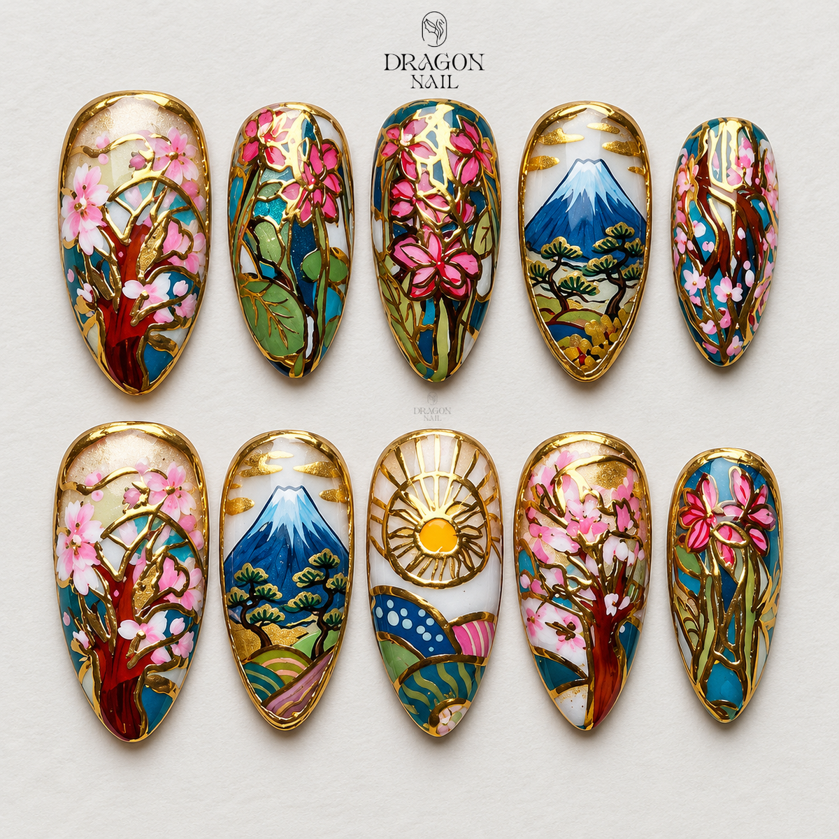 Scenic Floral Landscape Press On Nails