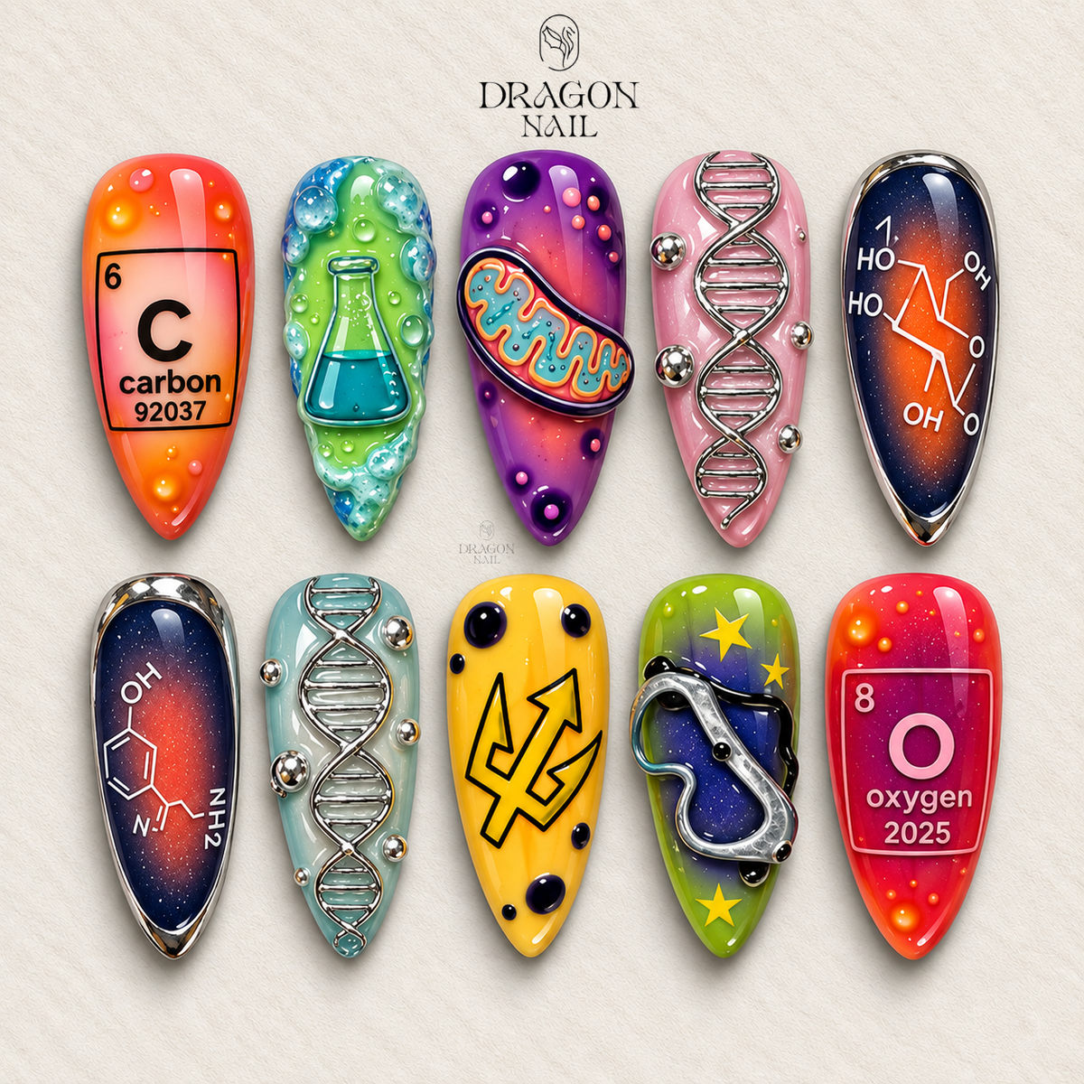 Scientific Chemistry DNA Art Press On Nails