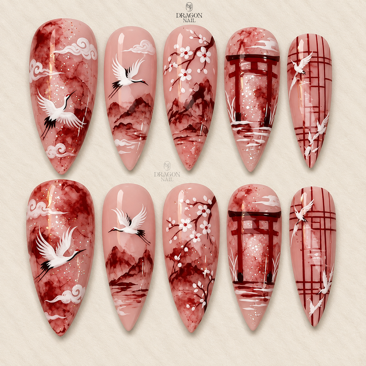 Serene Landscape Art Press On Nails