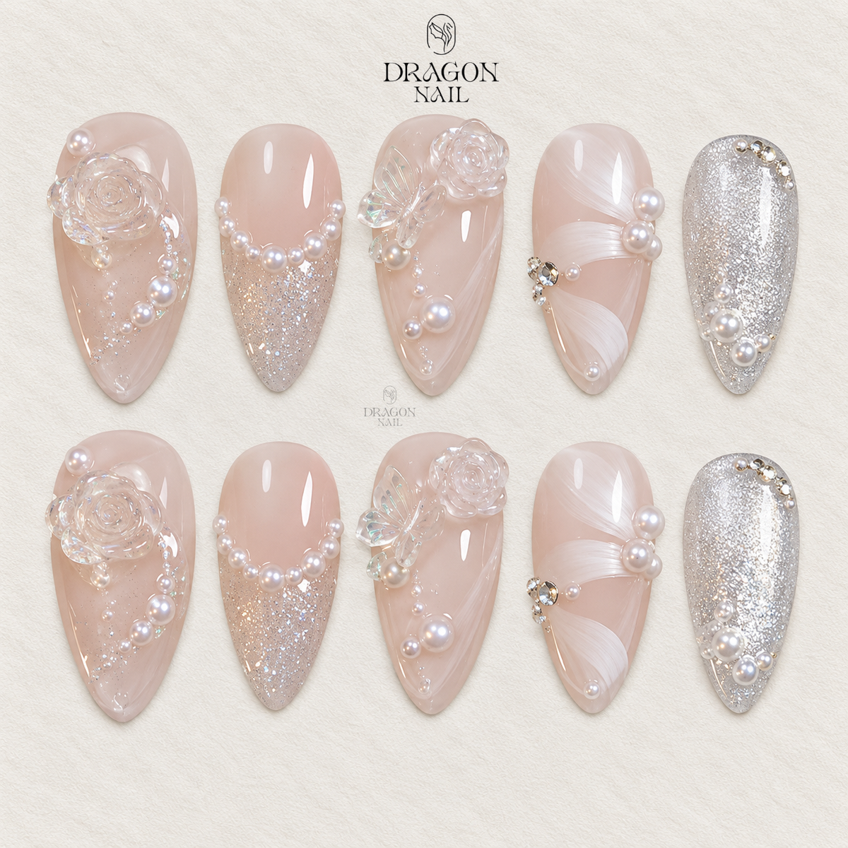 Silver Velvet Heart Aura Press On Nails