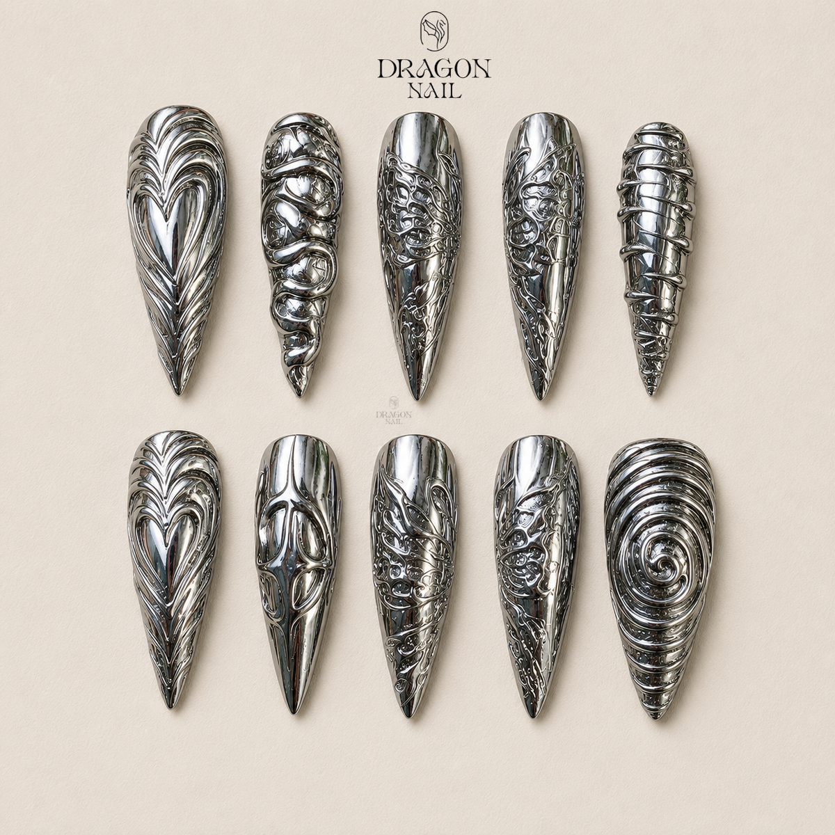 Silver Chrome Luxury Press On Nails
