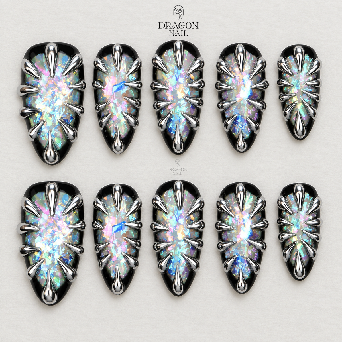 Silver Chrome Stiletto Press On Nails
