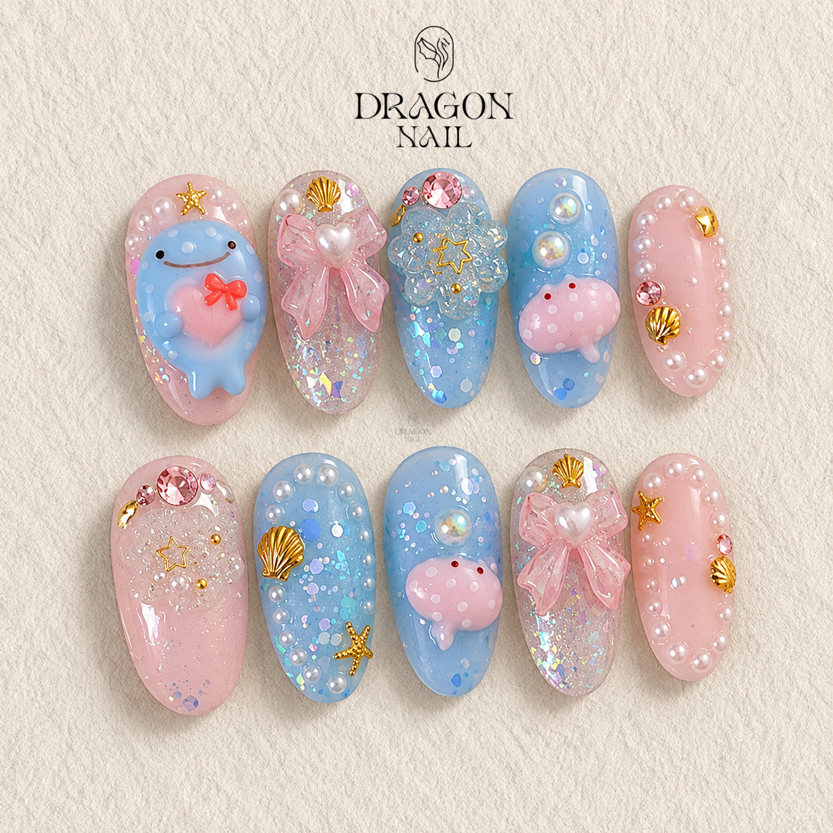 Sparkling Ocean Dream Marine Press On Nails