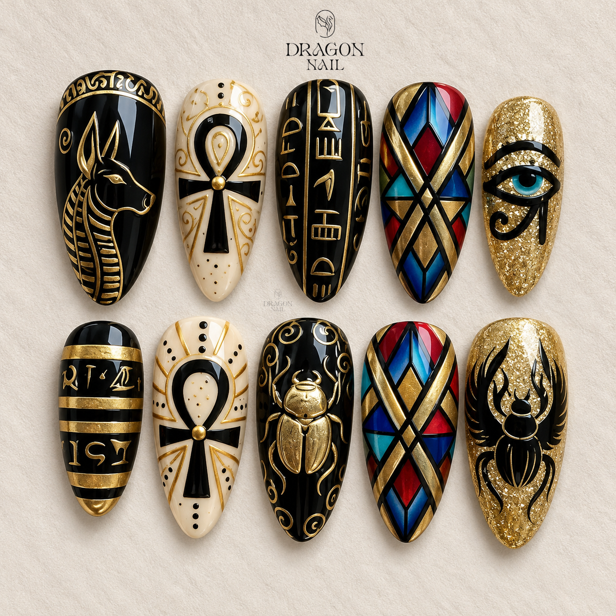 Spooky Cute Gothic Gold Accent Press On Nails