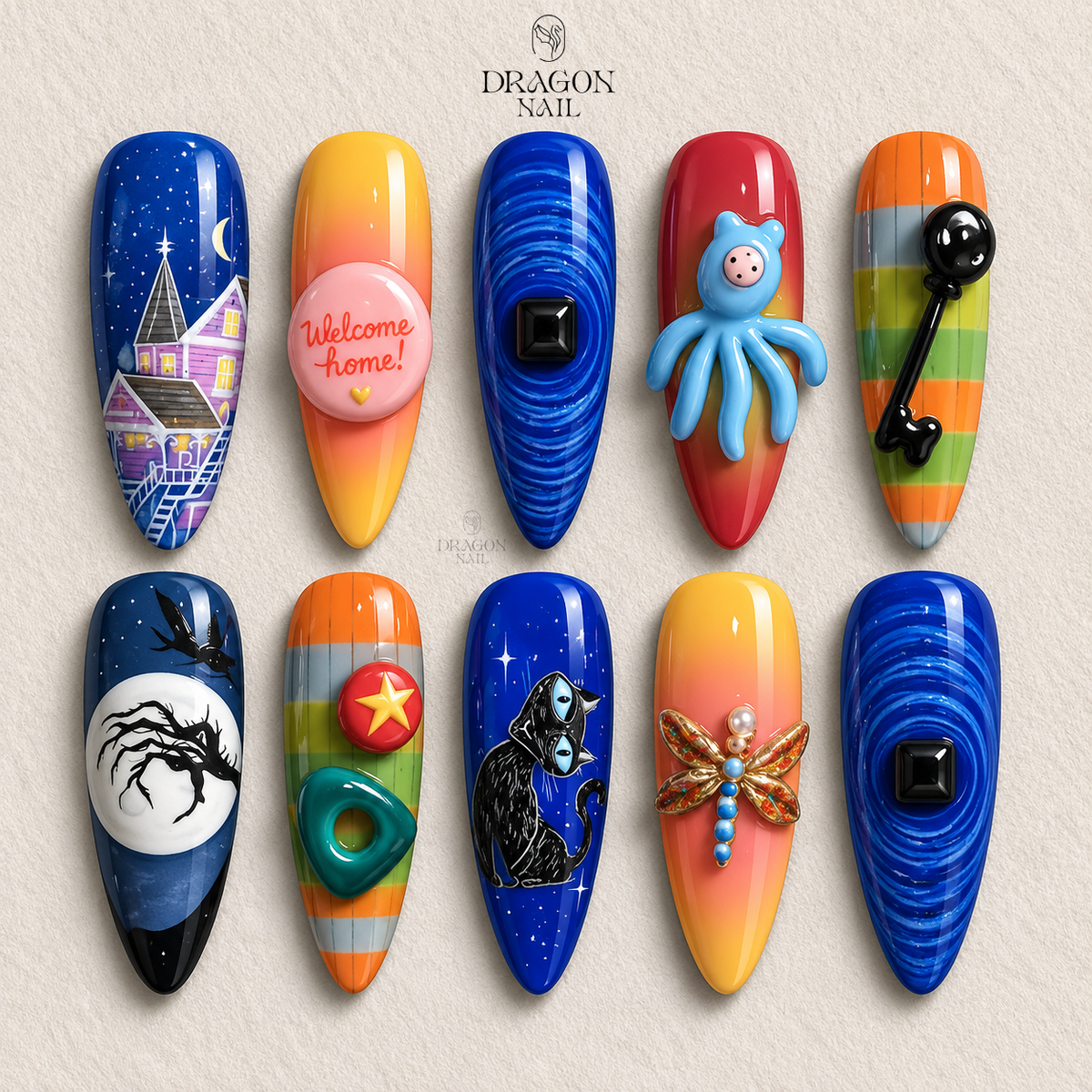 Spooky Whimsical Doll Press On Nails