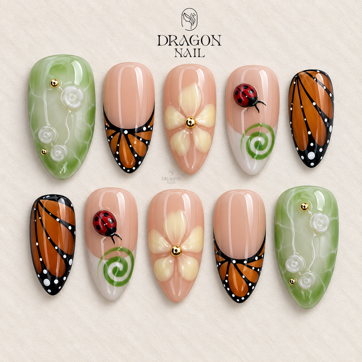 Spring Butterfly Floral Garden Pastel Whimsical Press On Nails