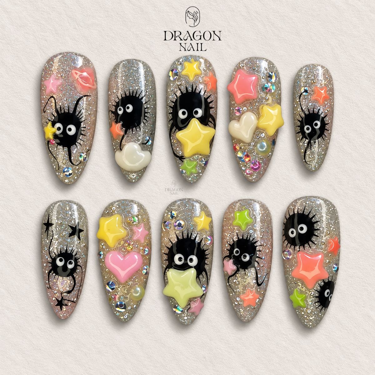 Starry Dream Glitter Charm Cute Press On Nails