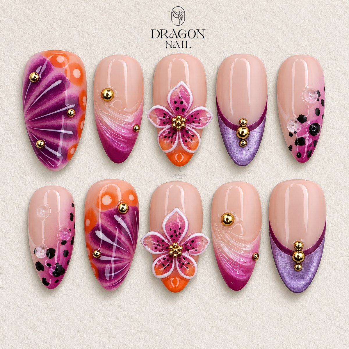 Sunset Aura Floral Press On Nails