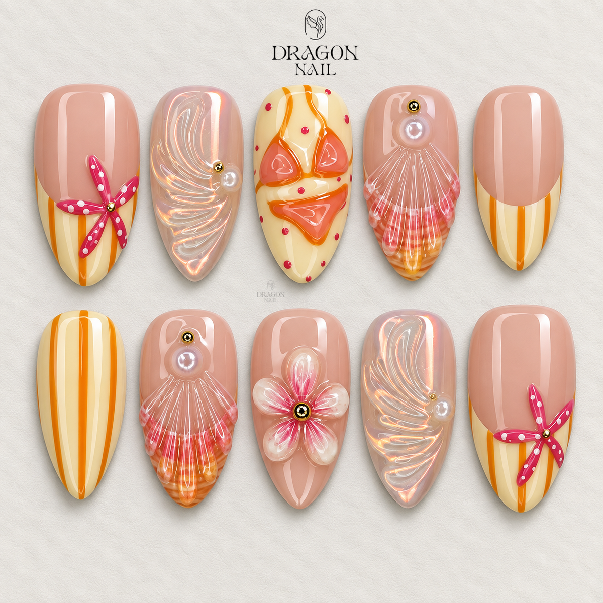 Sunset Paradise Summer Press On Nails