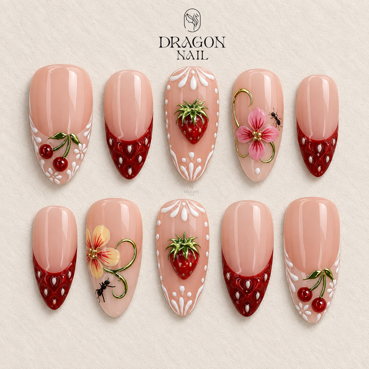 Sweet Berry Picnic Press On Nails