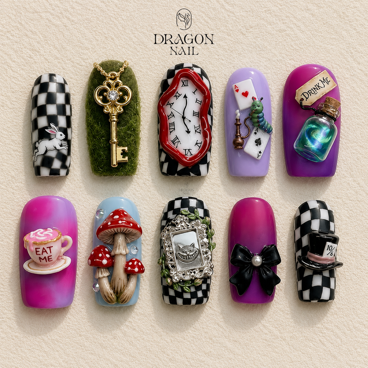 3D Wonderland Fantasy Whimsical Storybook Press On Nails