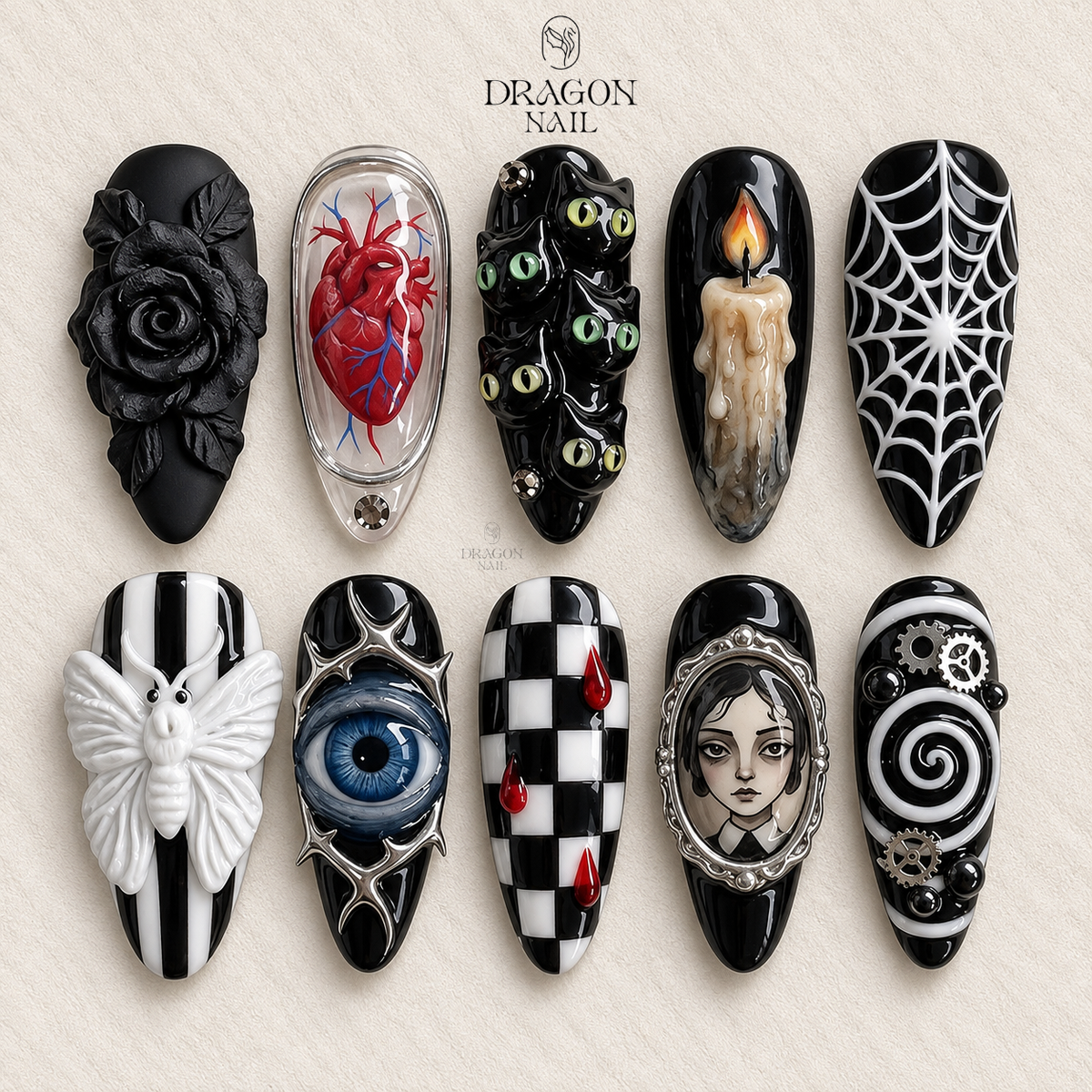 Dark Surreal Abstract Aura Press On Nails