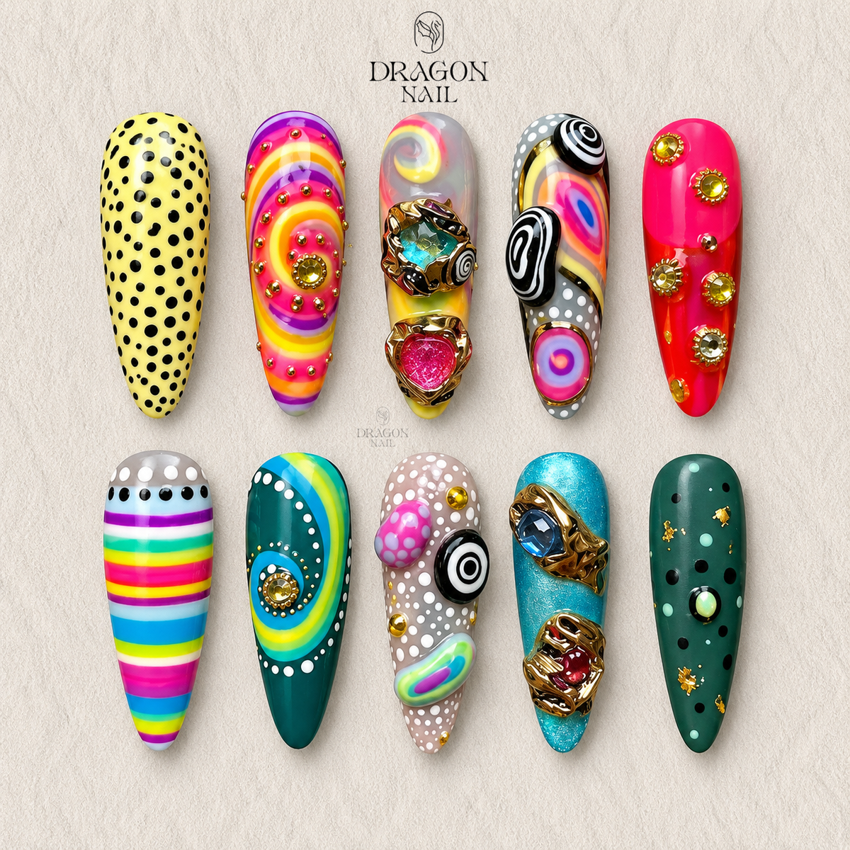 Trippy Neon Psychedelic Abstract Press On Nails