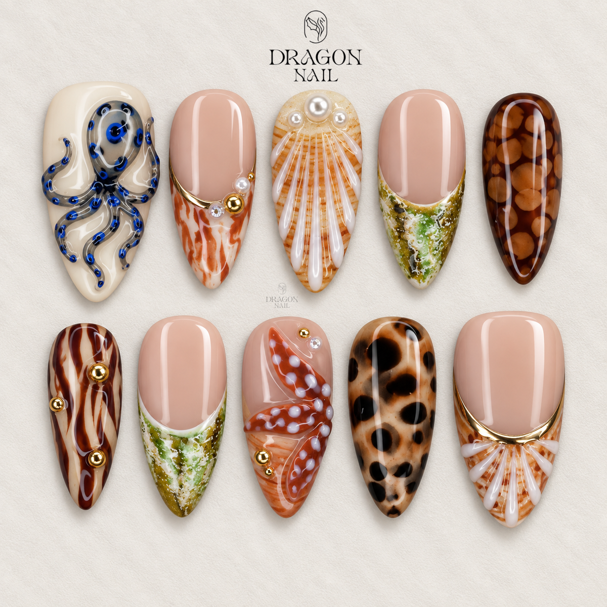 Tropical Ocean Life Summer Press On Nails