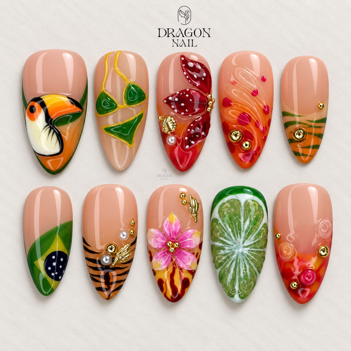 Tropical Paradise Bird Press On Nails