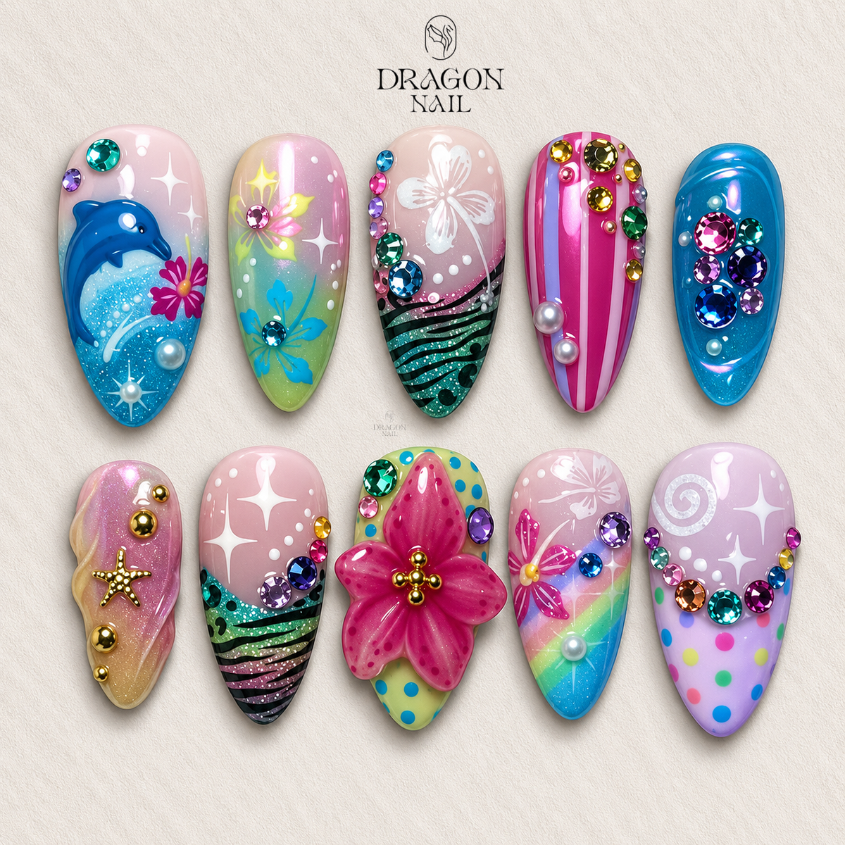 Tropical Fairy Garden Press On Nails