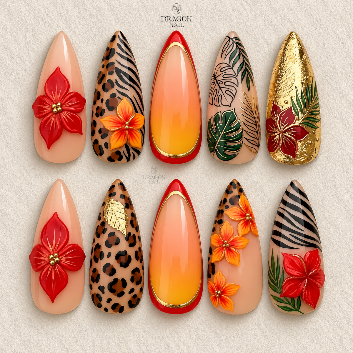 Tropical Floral Chic Press On Nails