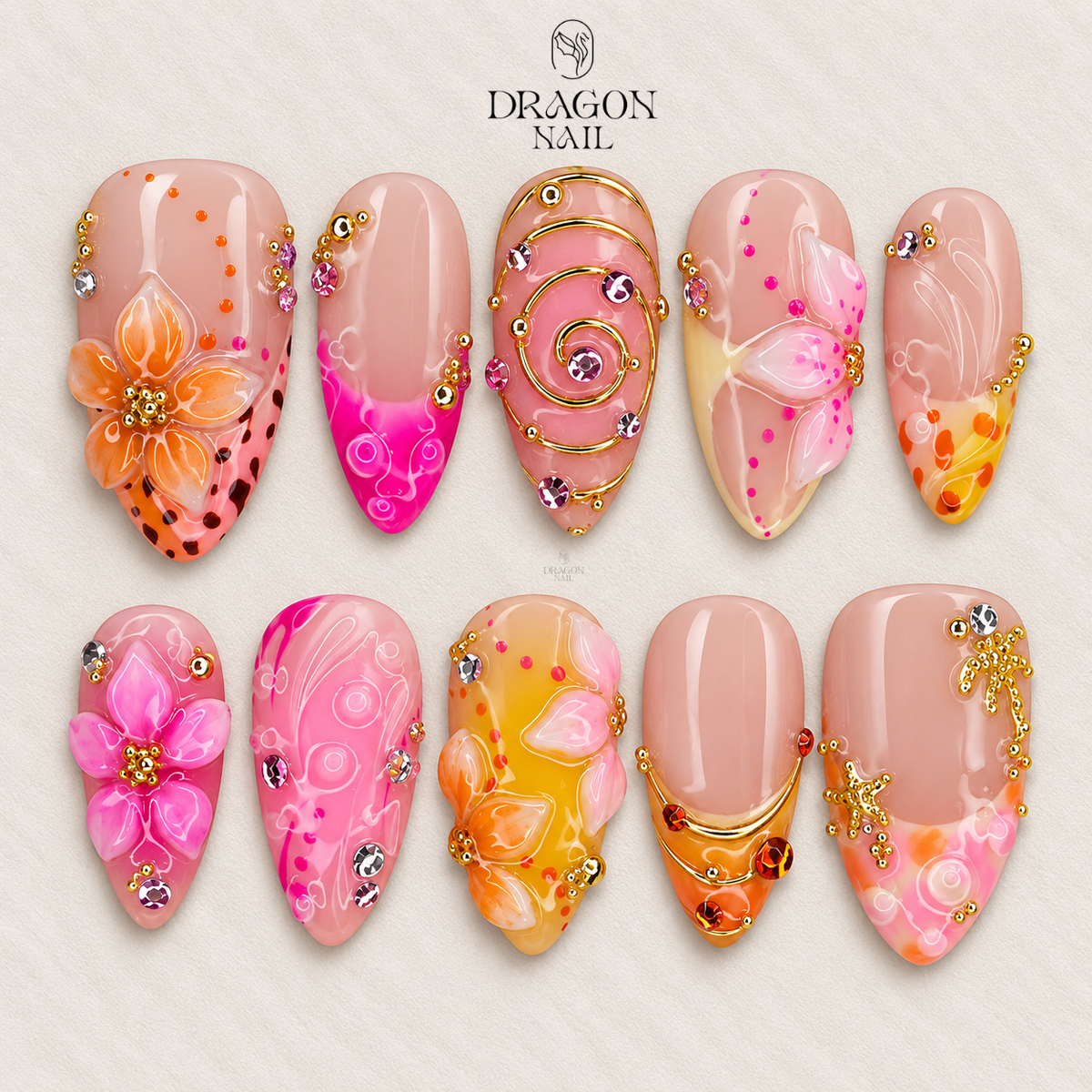 Tropical Floral Summer Press On Nails