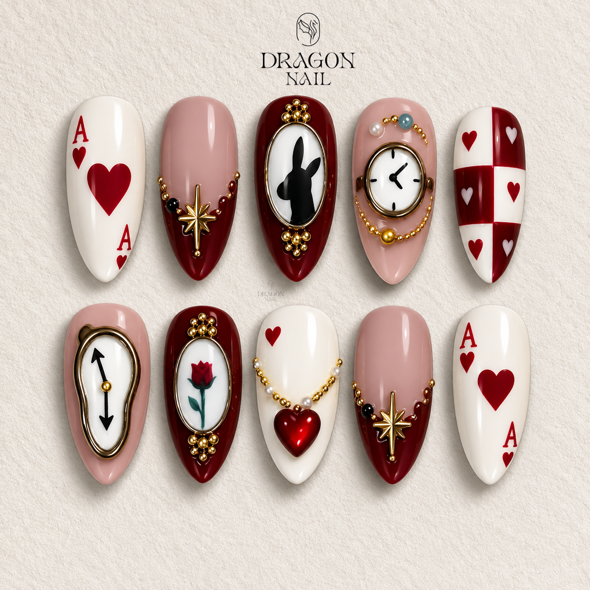 Valentine Card Game Nails, Ace of Hearts