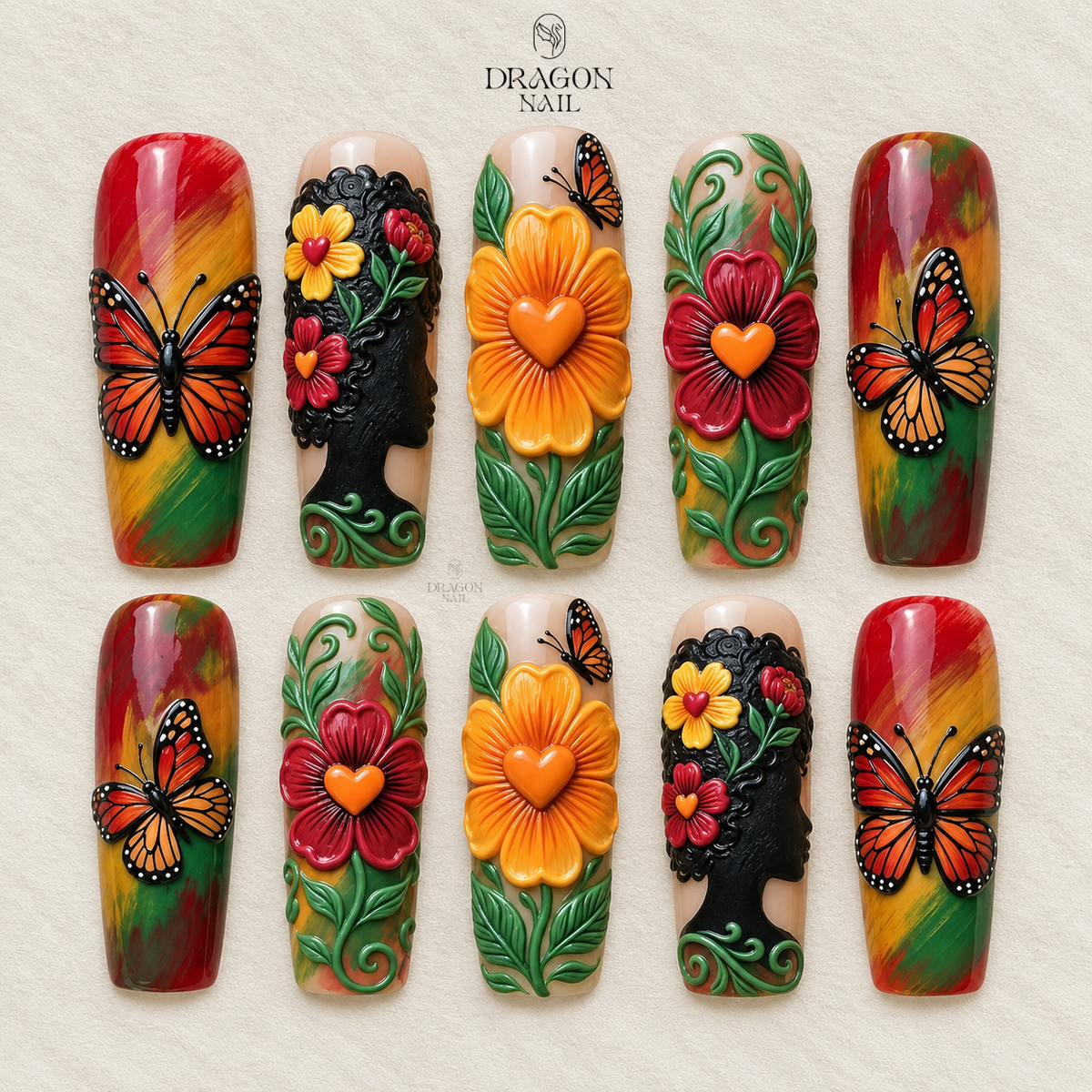 Vibrant Floral Garden Press On Nails
