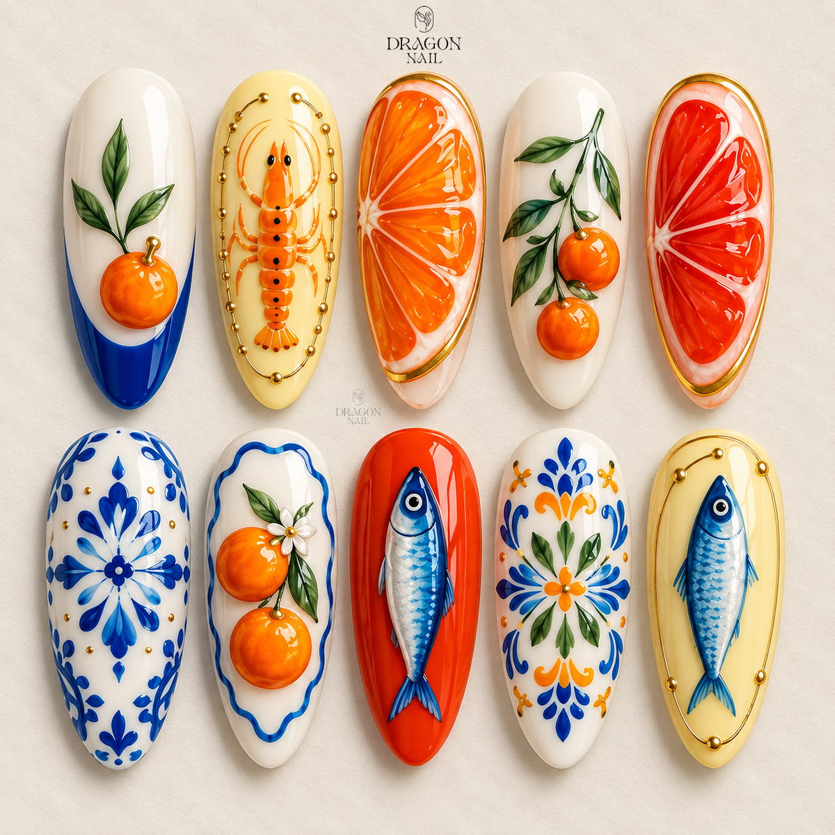 Vibrant Coastal Summer Press On Nails