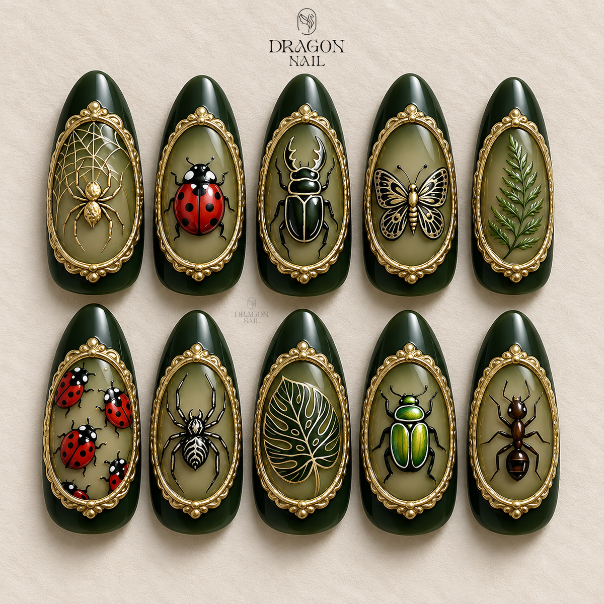 Vintage Entomology Dark Nature Press On Nails