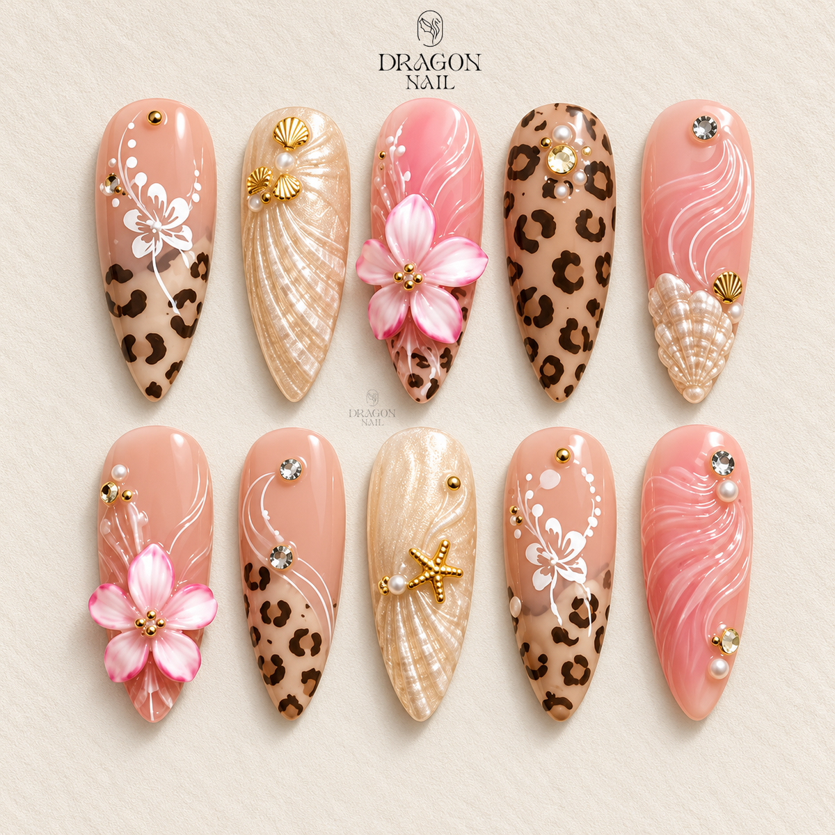 Vintage Floral Charm Press On Nails
