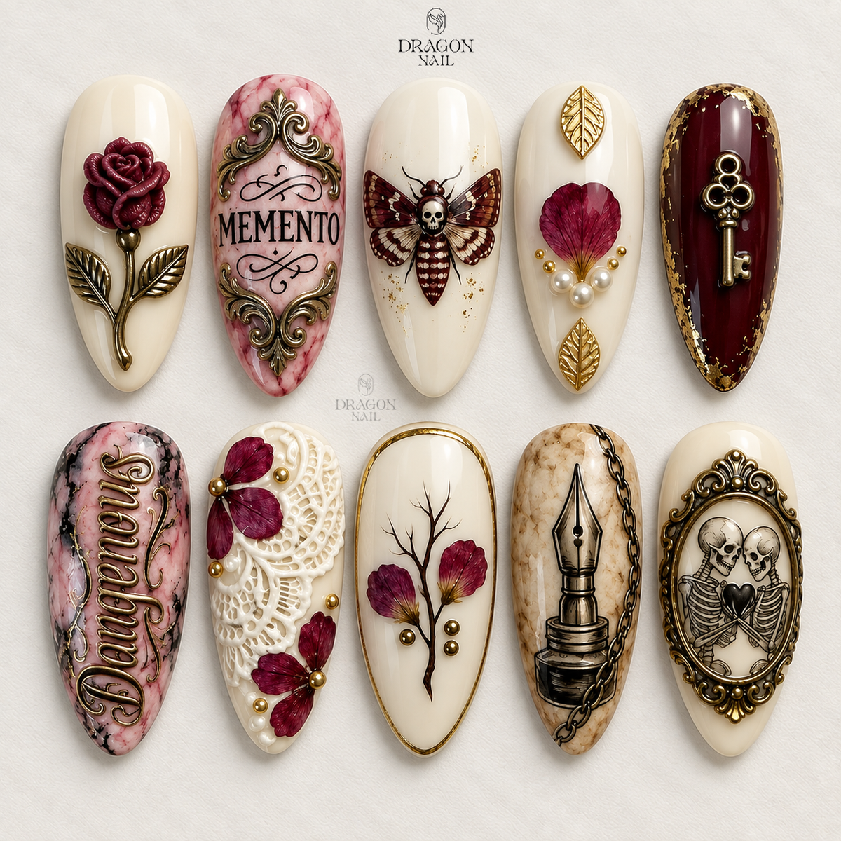Vintage Gothic Ornamental Press On Nails