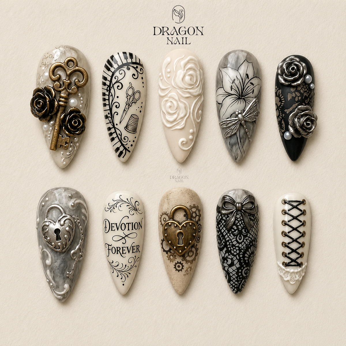 Vintage Cute Gothic Press On Nails