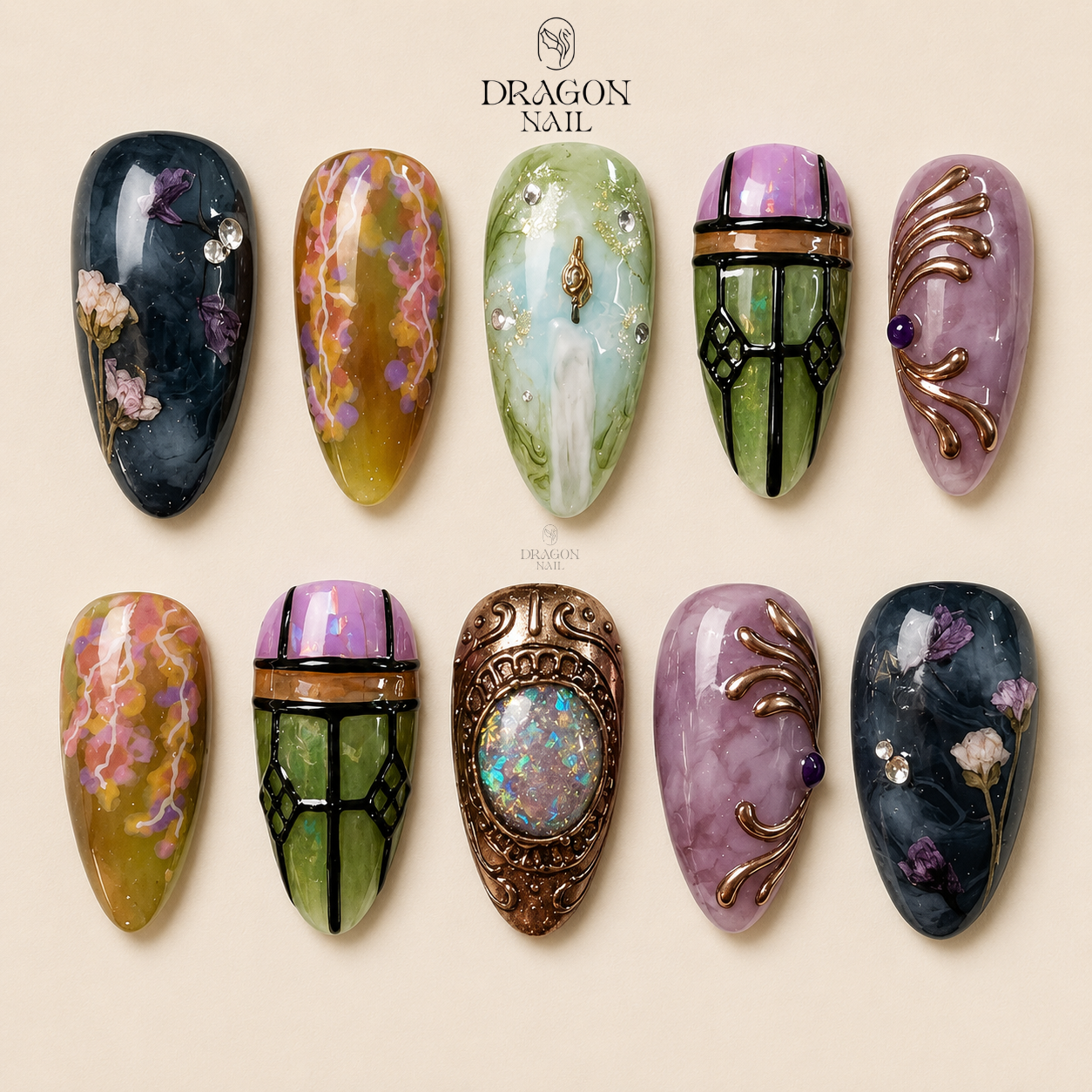 Vintage Gothic Noir Elegant Press On Nails