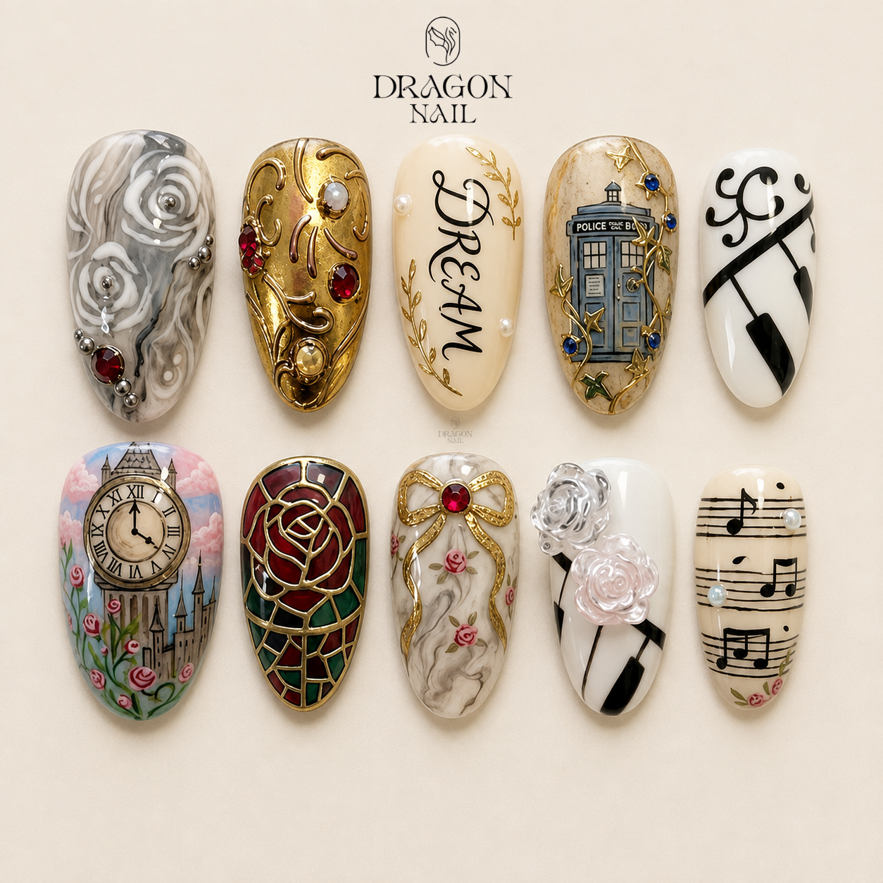 Vintage Hand-Painted Botanical Art Romantic Press On Nails