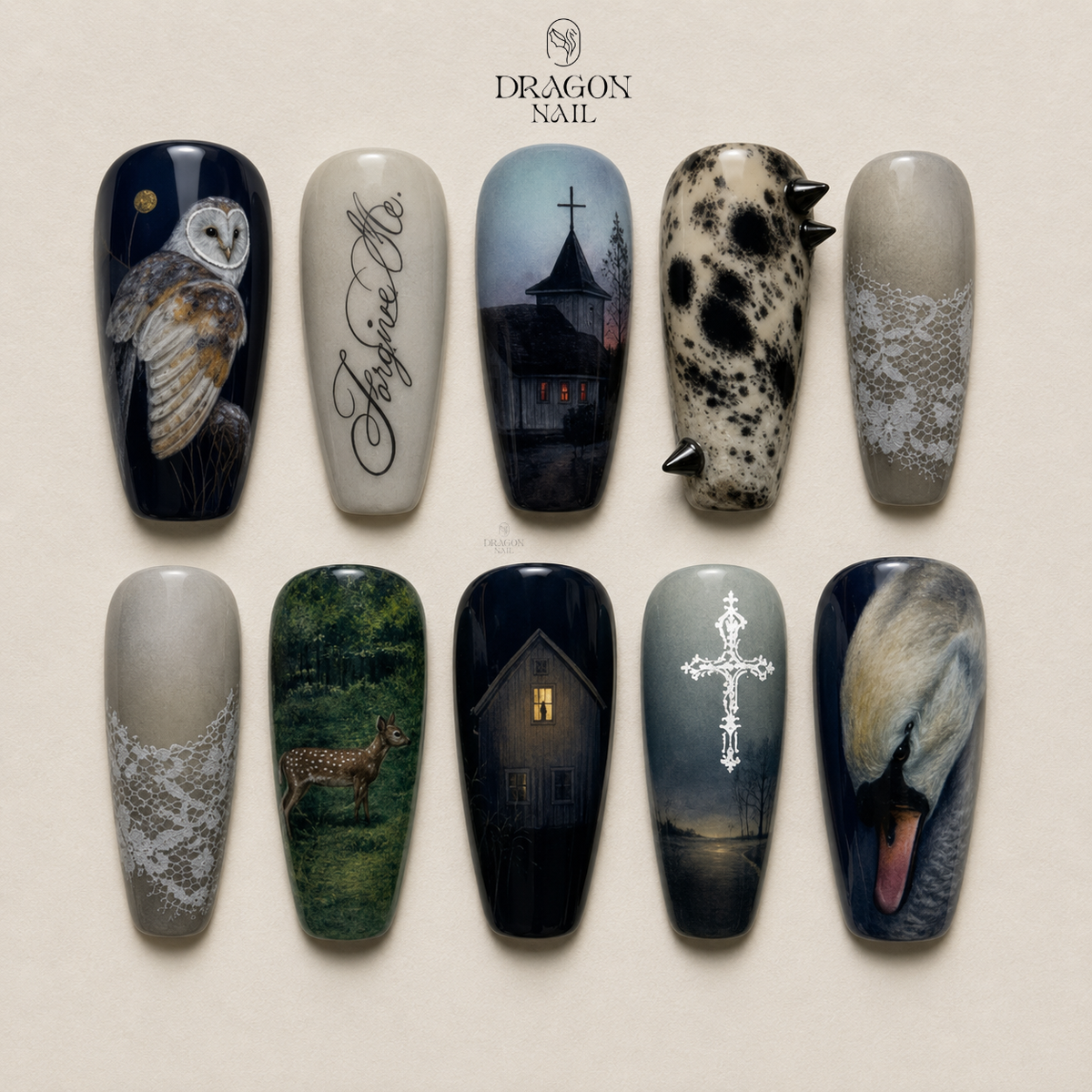 Vintage Romantic Gothic Press On Nails