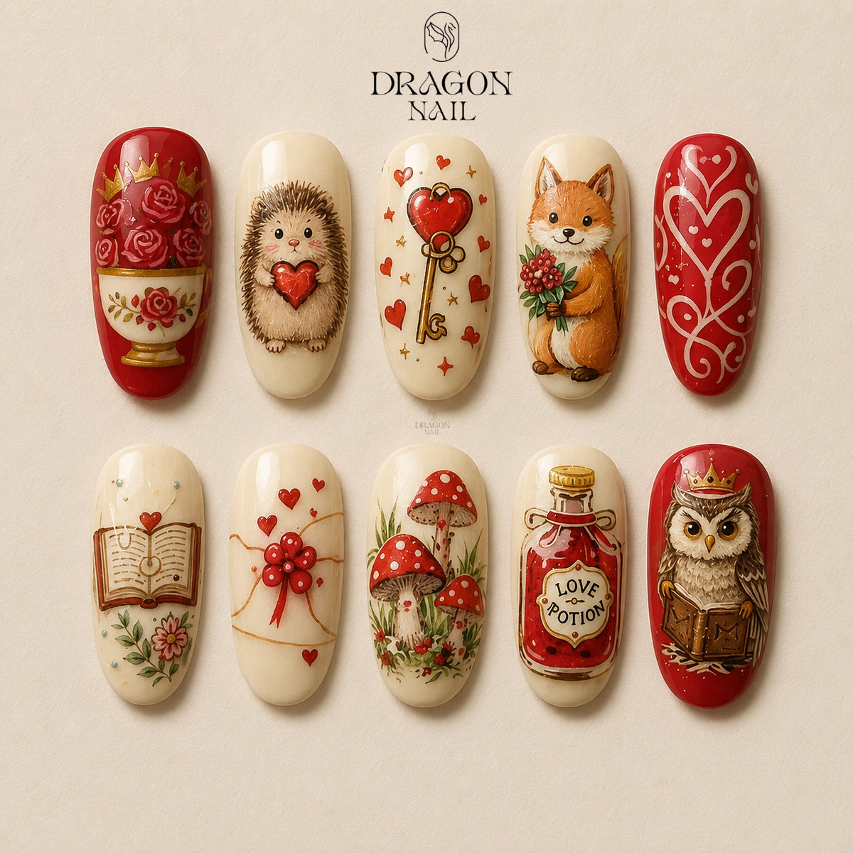 Vintage Storybook Whimsy Forest Romance Press On Nails