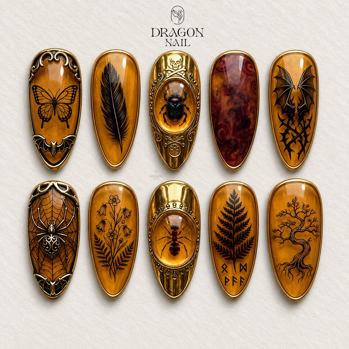 Warm Amber Glow Tortoise Shell Elegant Press On Nails
