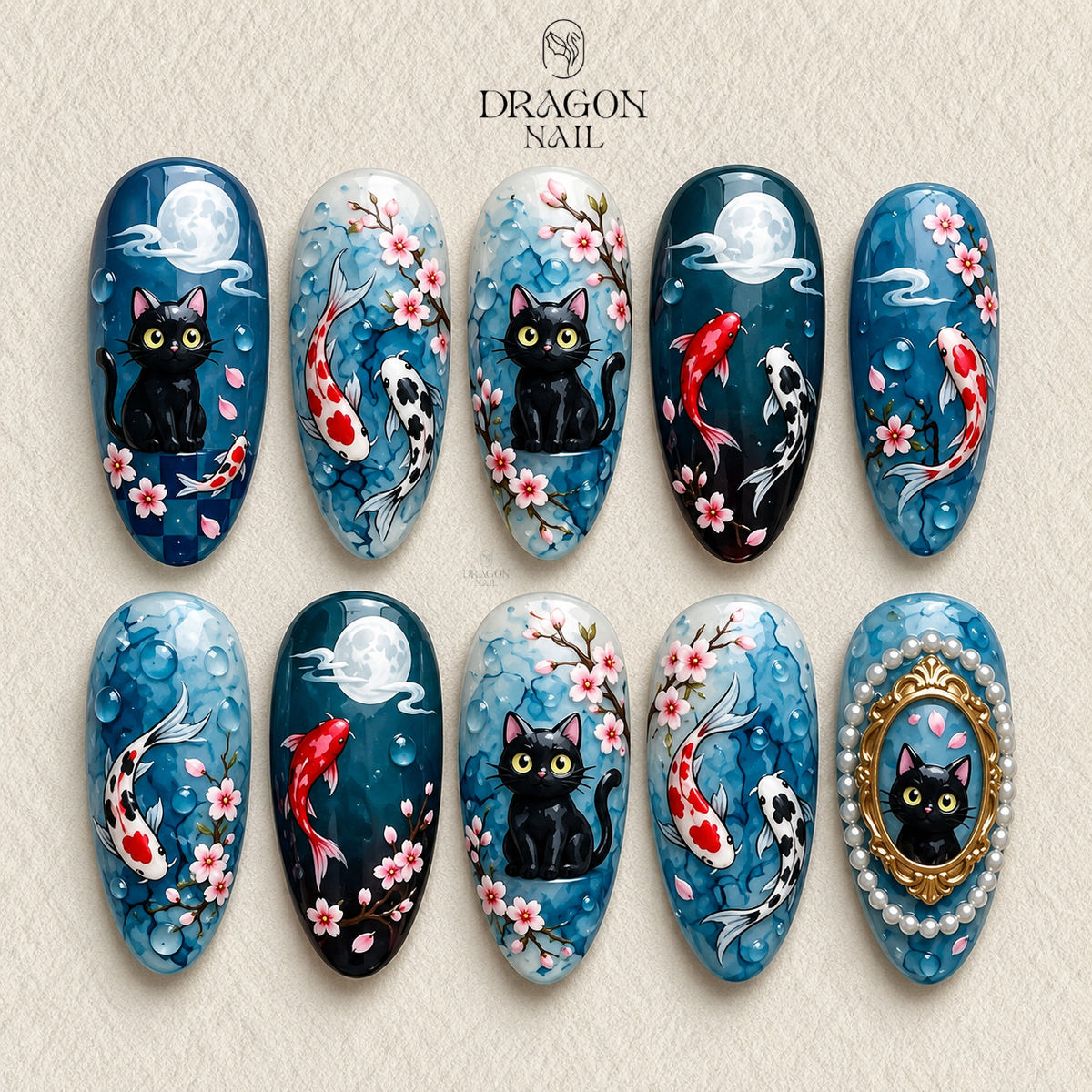 Whimsical Floral Cat Press On Nails