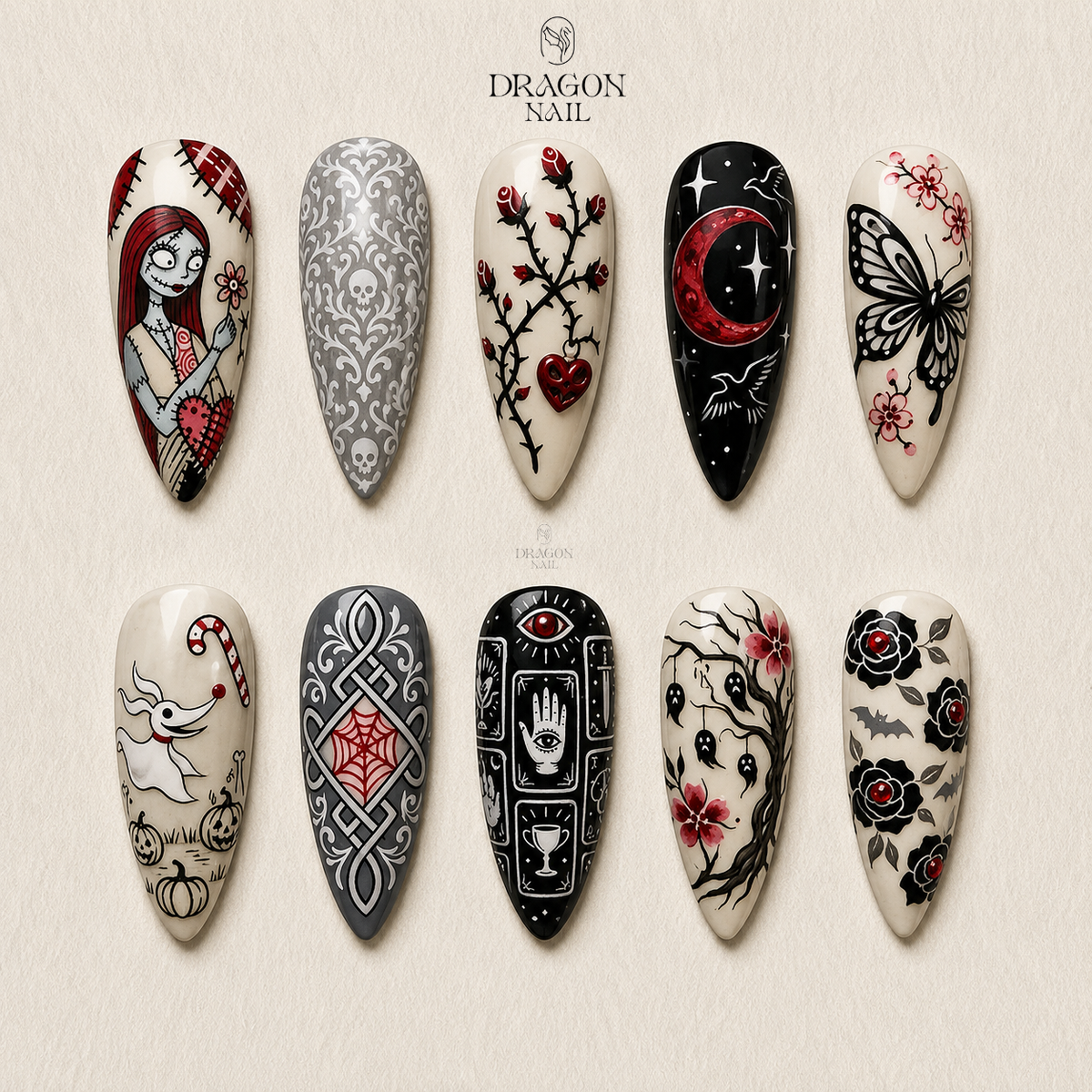 Whimsical Skeleton Romance Press On Nails