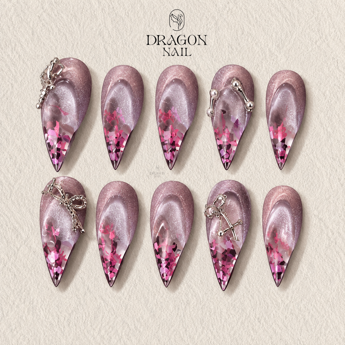 Y2K Pink Studded Claw Glam Press On Nails