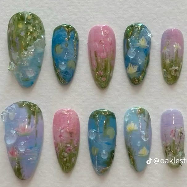 Luxury Pink Gold Floral 3D Charm Elegant Press On Nails