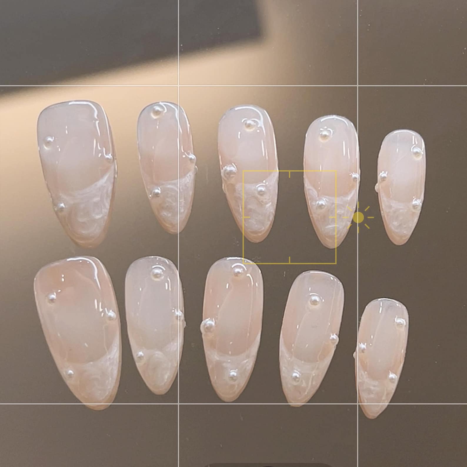 Pearl French Tip Elegant Bridal Press On Nails