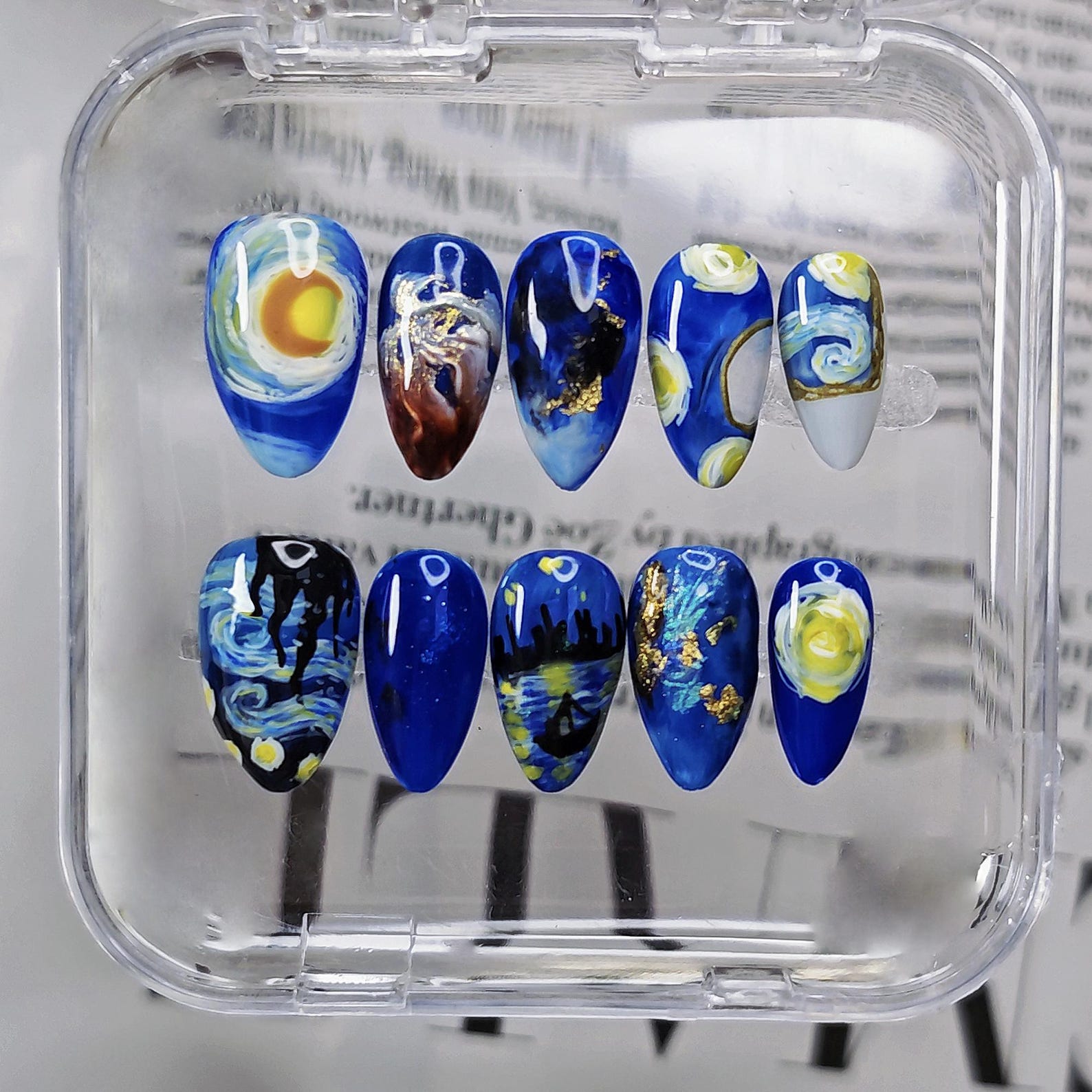 Swirl Night Sky Artistic Painted Press On Nails