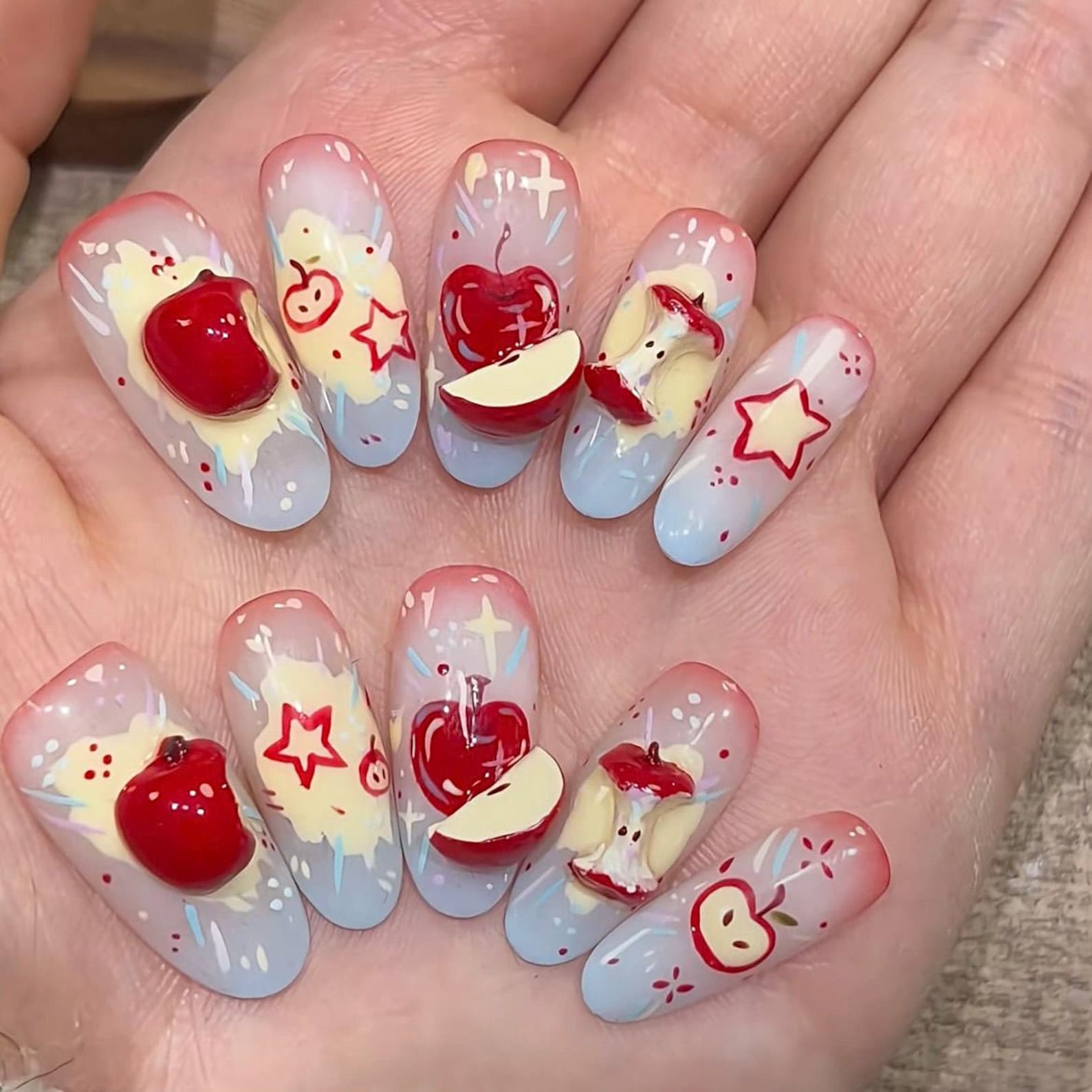 Fruity Kawaii 3D Apple Playful Cartoon Press On Nails
