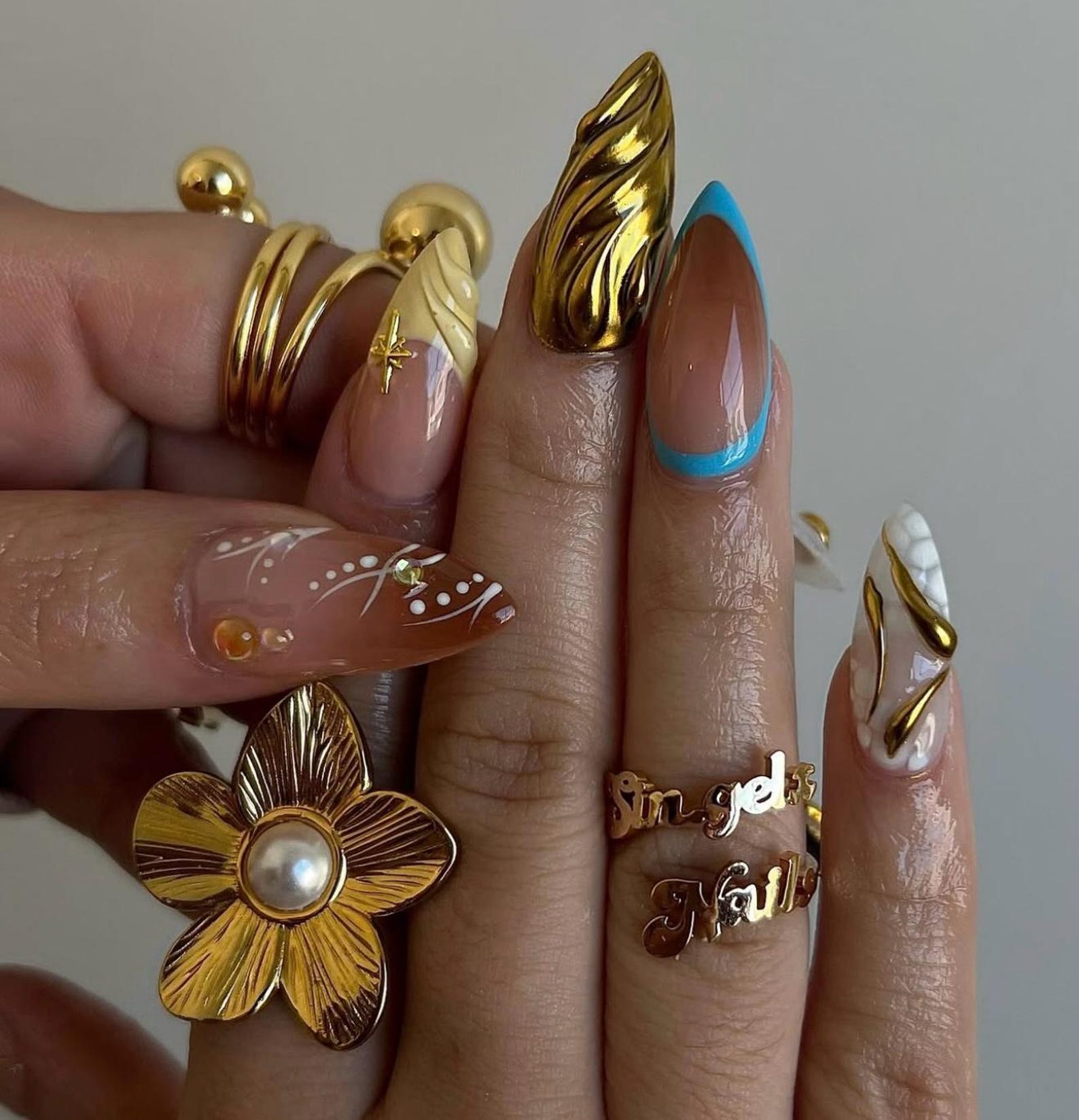 Golden Glam Stiletto Luxe Metallic Press On Nails