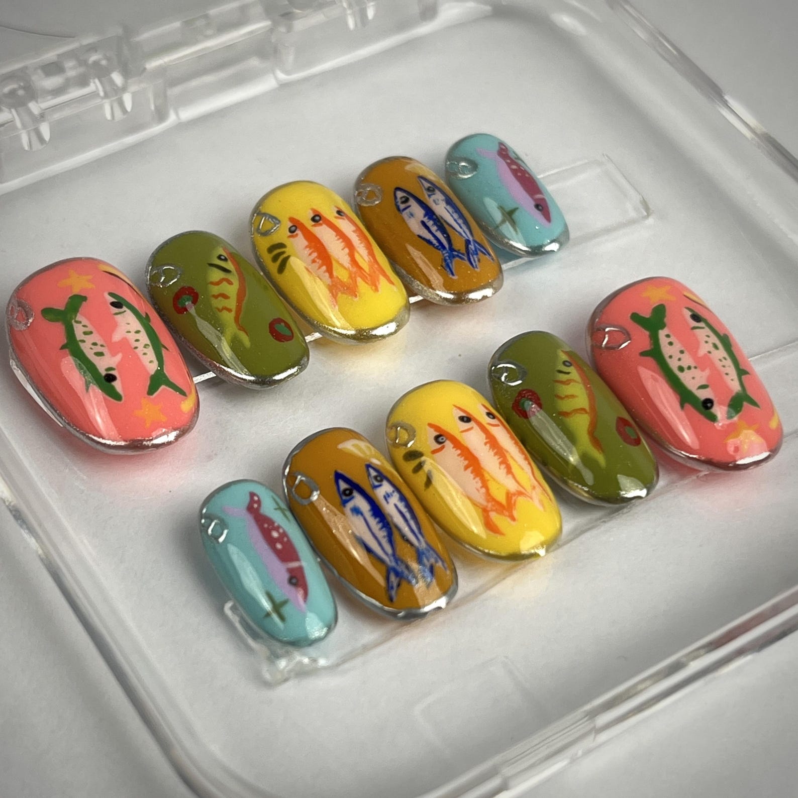 Colorful Ocean Fish Tropical Press On Nails