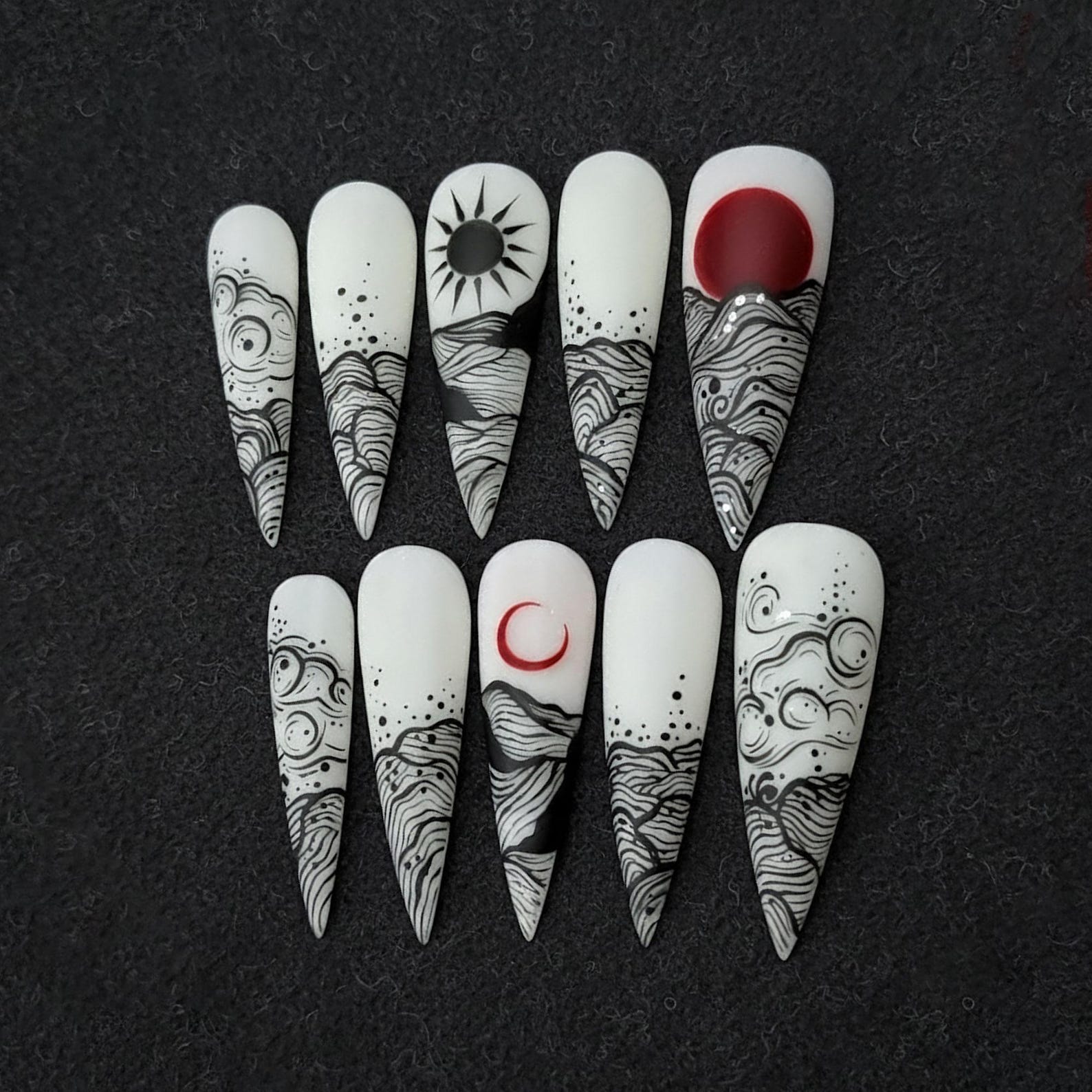Liquid Chrome Crimson Dark Aura Press On Nails