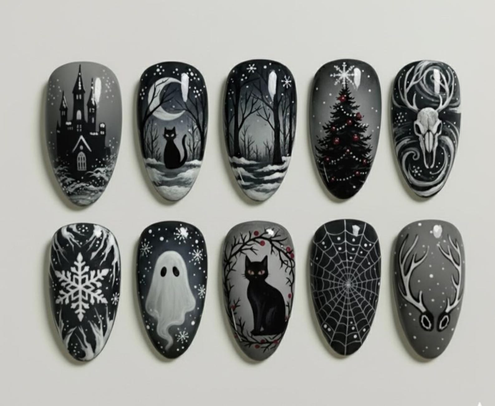 Smoky Black Ombre Dark Elegance Press On Nails