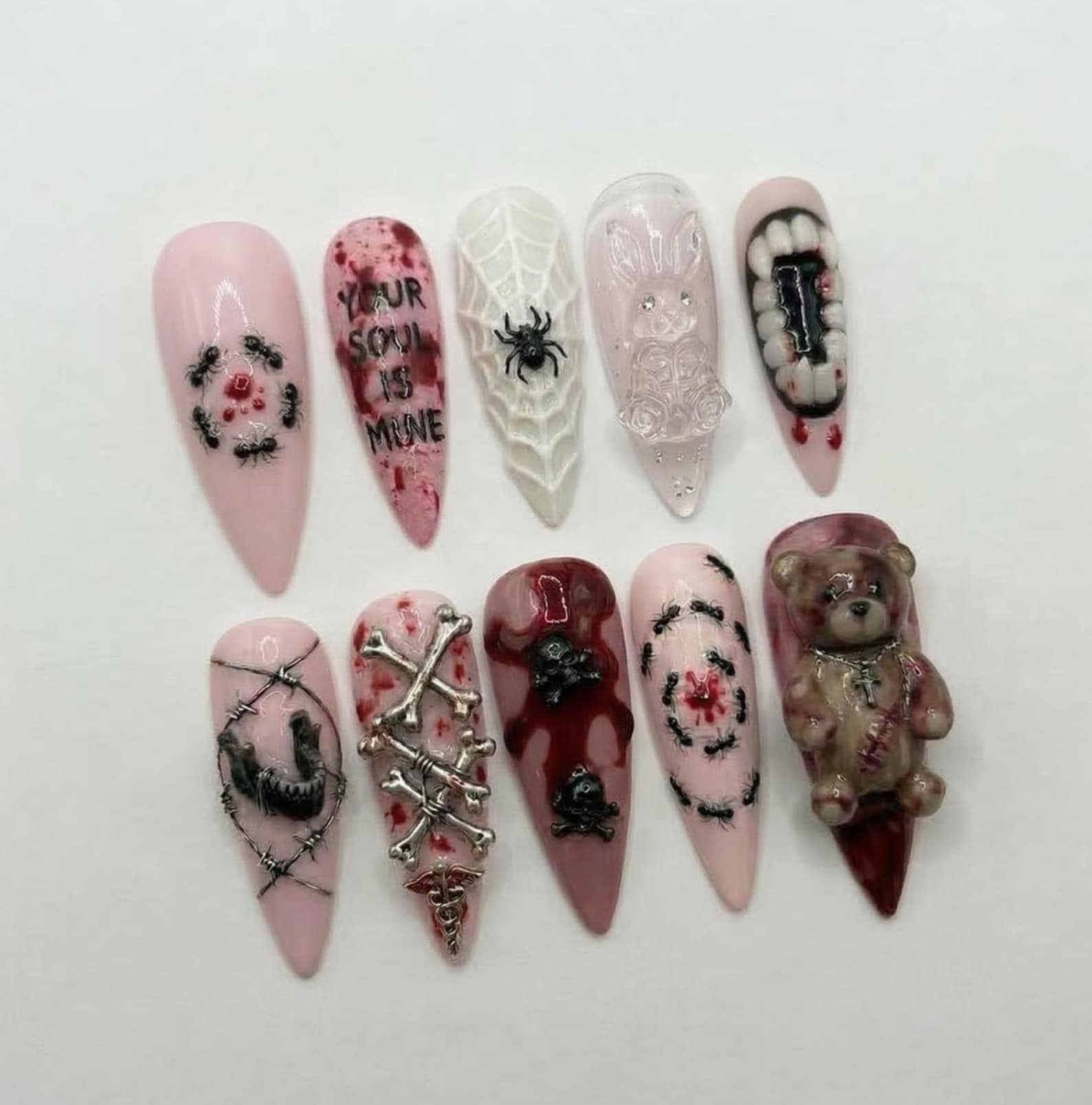 Dark Crimson Ombre Gothic Elegance Press On Nails