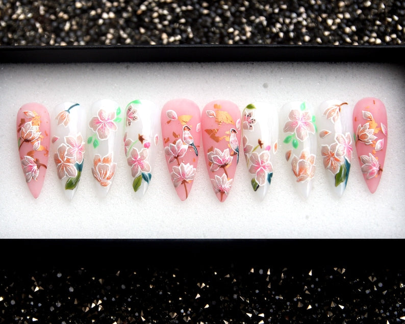 Romantic Garden Bloom Press On Nails